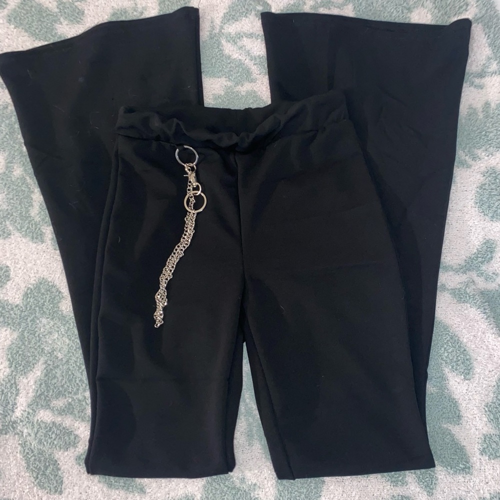High Waisted Flared Black Pants